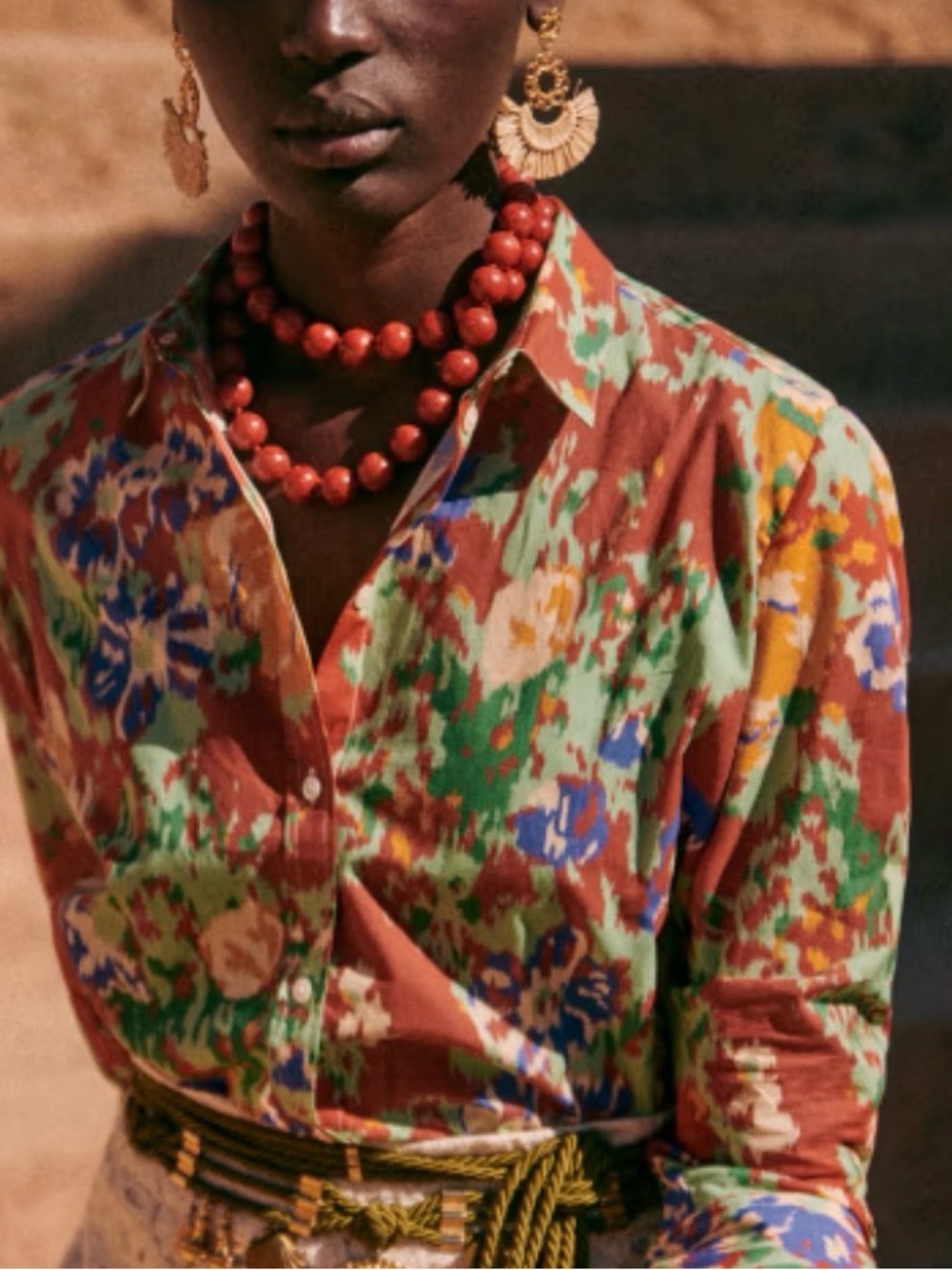 Sezane Pierro Shirt in Antique Flowers Size 36/ US 6 100% Organic Cotton